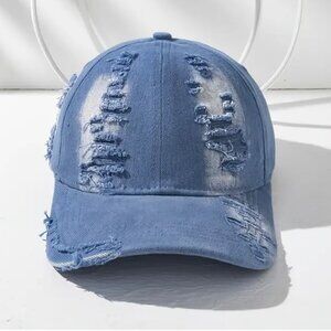 💙💚 Distressed Gradient Blue Baseball Cap – Lightweight Adjustable Unisex Hat